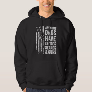 Awesome Dads Have Tattoos Beards & Guns Papa Fathe Hoodie