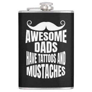Awesome Dads Have Tattoos Black Flask 8oz