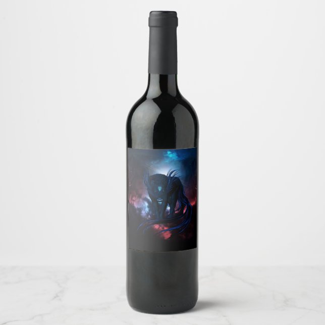 Awesome dark fantasy wolves wine label (Front)