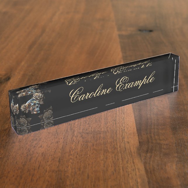 Awesome dark steampunk skull nameplate (Side)