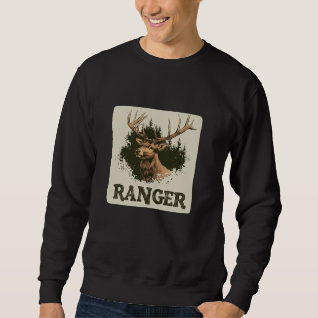 Awesome Deer Buck with Ranger Statement Costume Sweatshirt (Front)