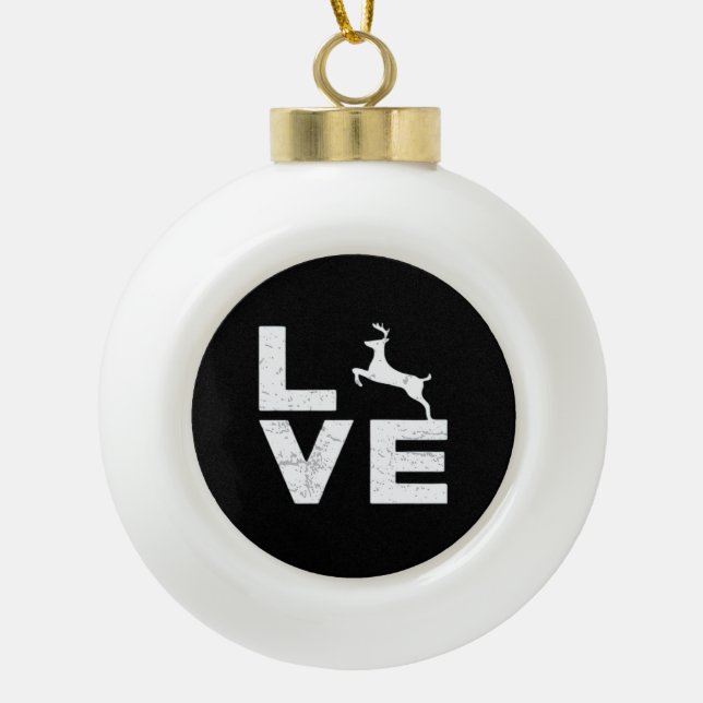 Awesome Deer Lover Trendy Aesthetic Design  Ceramic Ball Christmas Ornament (Front)