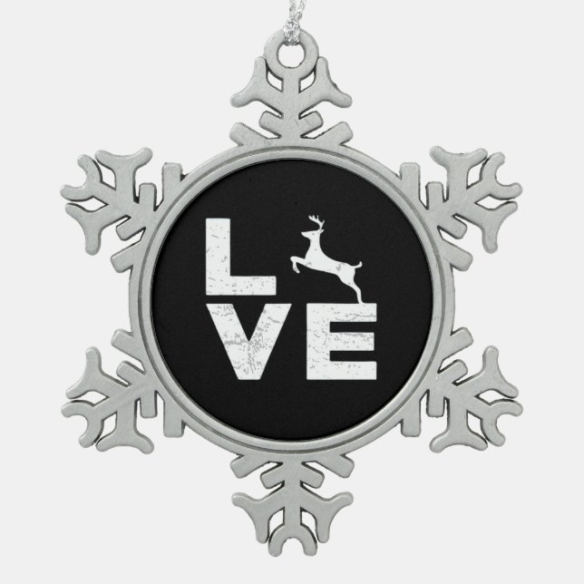 Awesome Deer Lover Trendy Aesthetic Design  Snowflake Pewter Christmas Ornament (Front)