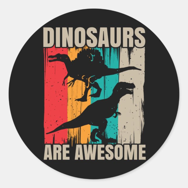 Awesome Dinosaurs Boys Girls Spinosaurus Trex Rept Classic Round Sticker (Front)