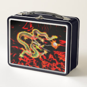 Awesome Dragon Fire on Lucky Energy Metal Lunch Box