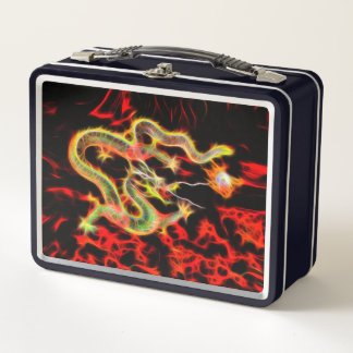 Awesome Dragon Fire on Lucky Energy Metal Lunch Box