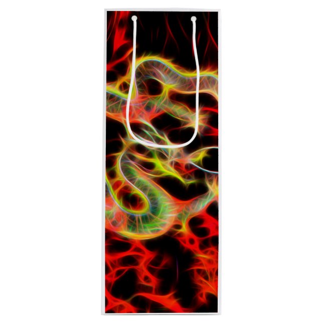 Awesome Dragon Fire on Lucky Energy Wine Gift Bag (Front)