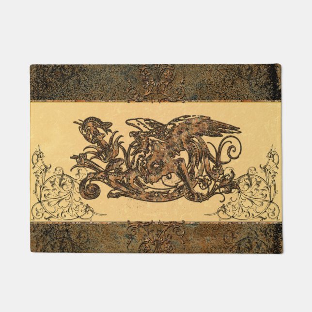 Awesome dragon made of rusty metal doormat (Front)