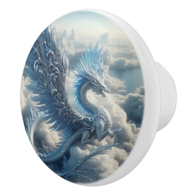 Awesome Dragon Surrounded by Clouds  Ceramic Knob (Right)