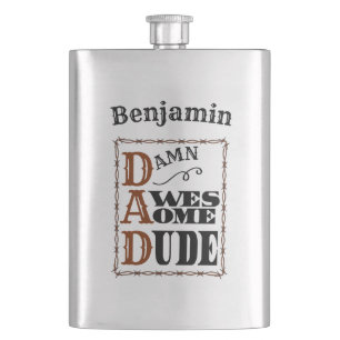 Awesome Dude Western Themed Custom Name Flask