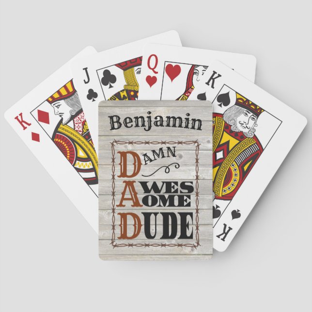 Awesome Dude Western Themed Custom Name Playing Cards (Back)