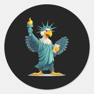 Awesome Eagle In Liberty Statue Look Classic Round Sticker