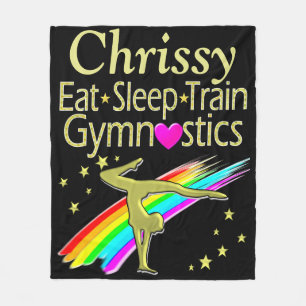 AWESOME EAT SLEEP GYMNASTICS PERSONALIZED BLANKET