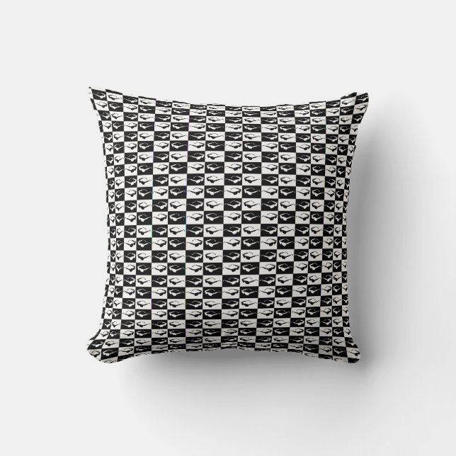 Awesome Eighties Mod Sunglasses Checkers Cushion (Front)