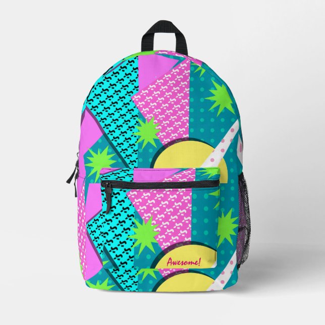 Awesome Eighties Pop Pattern Fun Aesthetic Printed Backpack (Front)