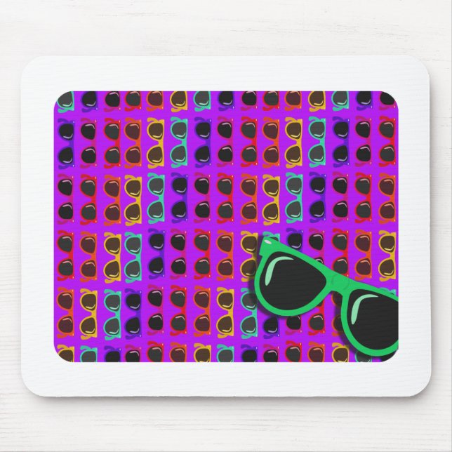 Awesome Eighties Sunglasses on Purple Mouse Pad (Front)