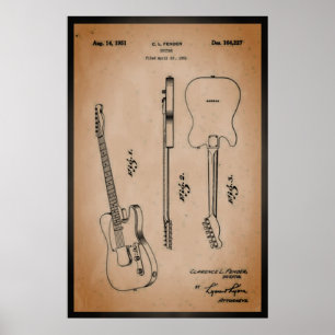 Awesome Electric Guitar Patent Art Cool and Retro Poster