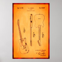 Awesome Electric Guitar Patent Art Cool and Retro