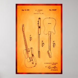 Awesome Electric Guitar Patent Art Cool and Retro Poster