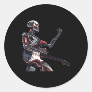 Awesome Electric Guitar Robot Outfit For Boys And Classic Round Sticker