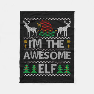 Awesome Elf Matching Family Group Christmas Party Fleece Blanket