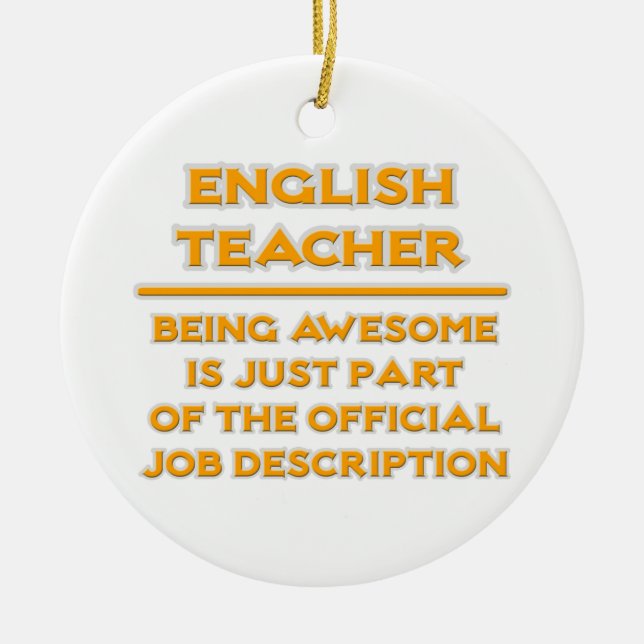 Awesome English Teacher .. Job Description Ceramic Tree Decoration (Front)