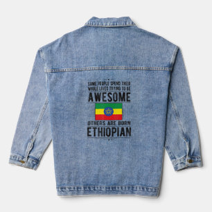 Awesome Ethiopian Flag Ethiopia Ethiopian Roots Denim Jacket