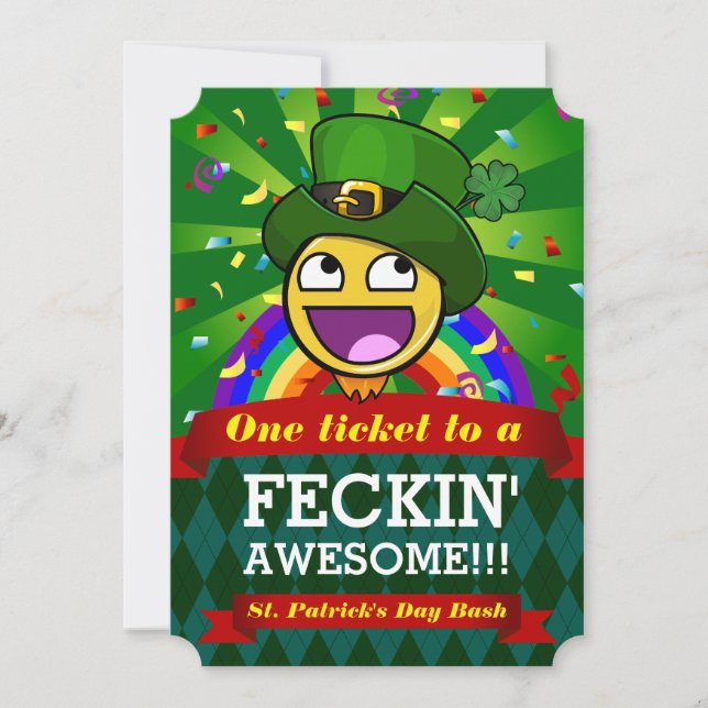 Awesome Face St. Patrick's Day Party Invitations (Front)