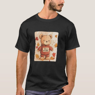 Awesome Fall Teddy Bear with Colourful Autumn Leav T-Shirt