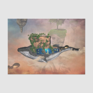 Awesome fantasy whale with butterflyfish and rock tissue paper