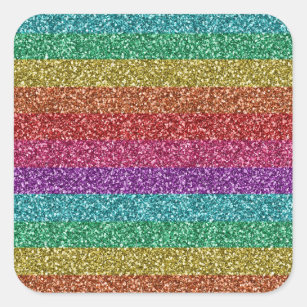 Awesome fashionable trendy rainbow bright colours square sticker