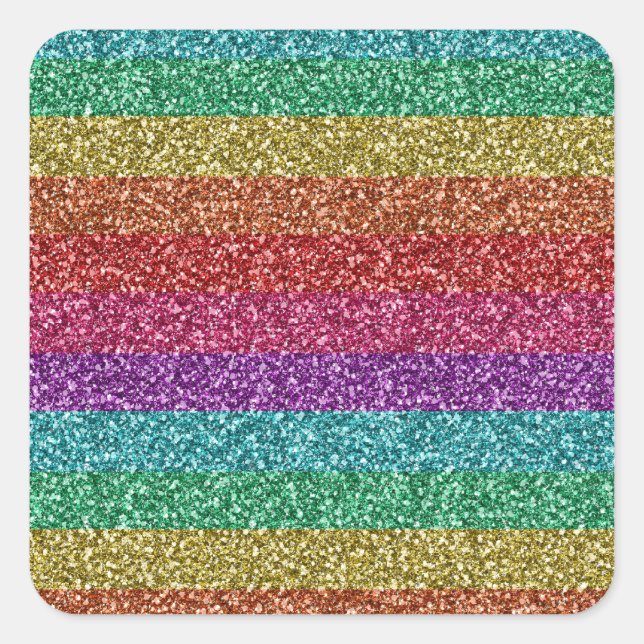 Awesome fashionable trendy rainbow bright colours square sticker (Front)