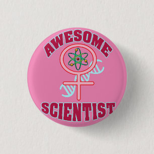 AWESOME FEMALE SCIENTIST 3 CM ROUND BADGE