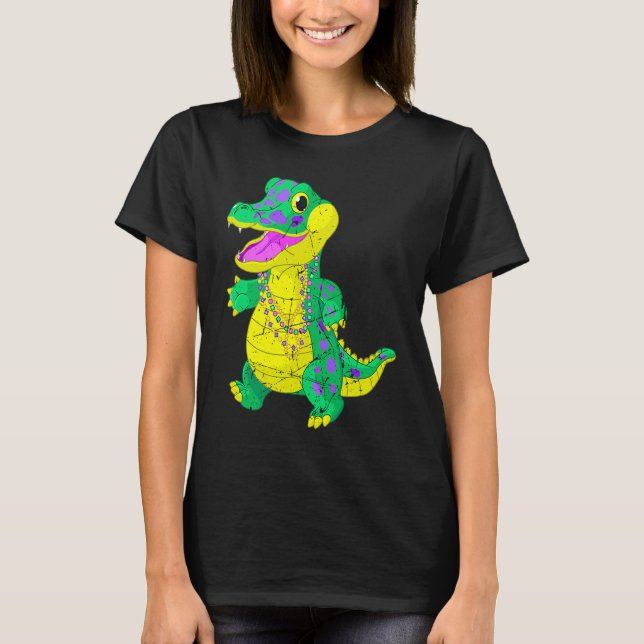 Awesome Festival Madri Gras Alligator Beads Men Wo T-Shirt (Front)