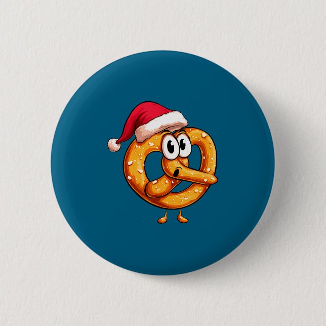 Awesome Festive Pretzel With Santa Claus Hat Costu 6 Cm Round Badge (Front)