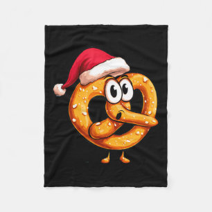 Awesome Festive Pretzel With Santa Claus Hat Costu Fleece Blanket