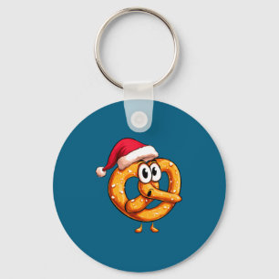 Awesome Festive Pretzel With Santa Claus Hat Costu Key Ring