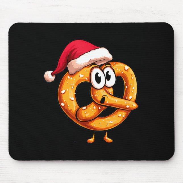 Awesome Festive Pretzel With Santa Claus Hat Costu Mouse Pad (Front)