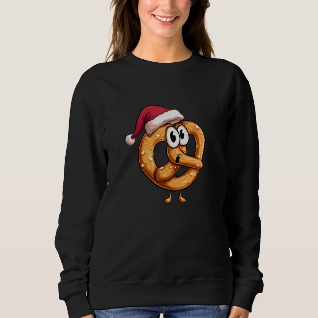 Awesome Festive Pretzel with Santa Claus Hat Costu Sweatshirt (Front)