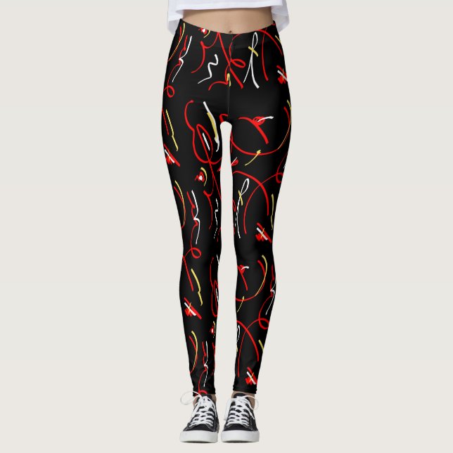 Awesome Fire Flames Abstract Print Leggings (Front)