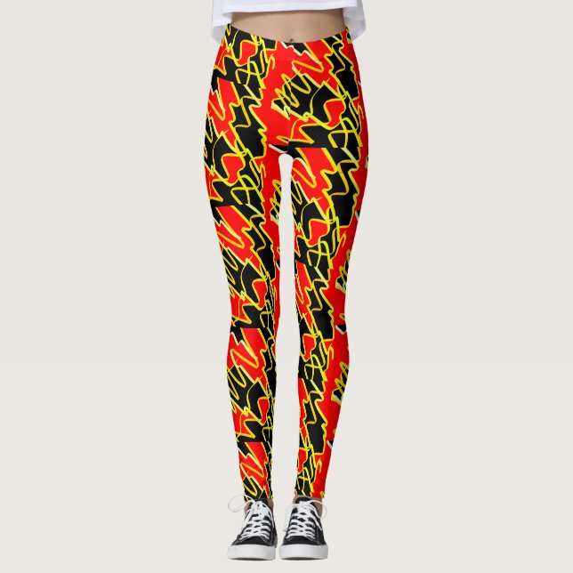 Awesome Fire Flames Abstract Print Leggings (Front)
