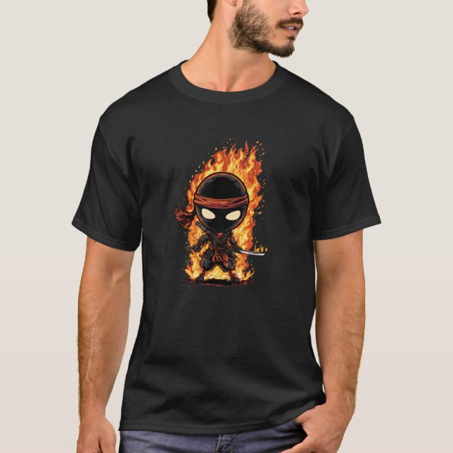 Awesome Fire Ninja Costume for Ninjas and Flames L T-Shirt (Front)