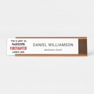 Awesome Firefighter Funny Firefighter Desk Name Plate