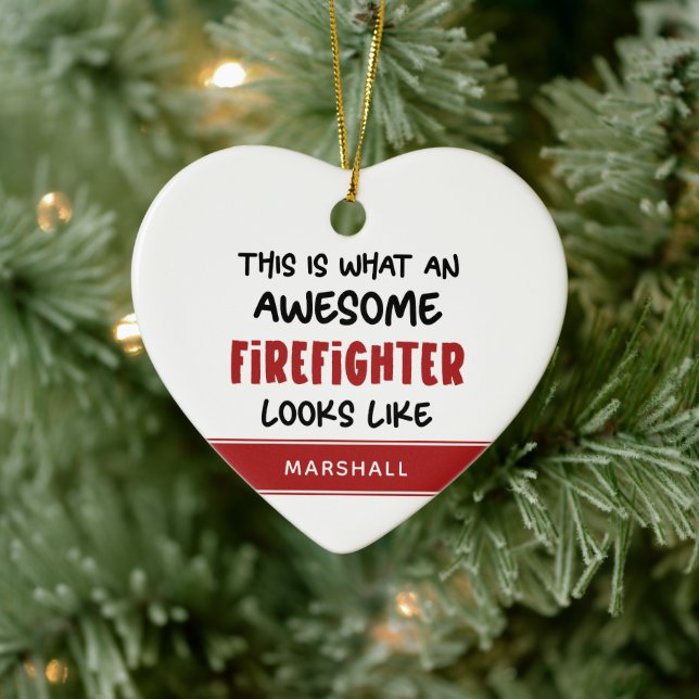 Awesome Firefighter Funny Firefighter Personalised Ceramic Ornament (Tree)