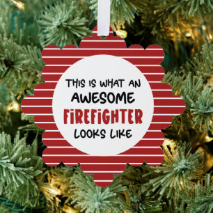Awesome Firefighter Funny Firefighter Tree Decoration Card