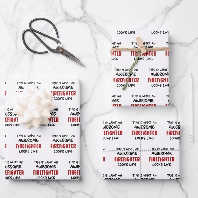 Awesome Firefighter Funny Firefighter Wrapping Paper Sheet (Front)