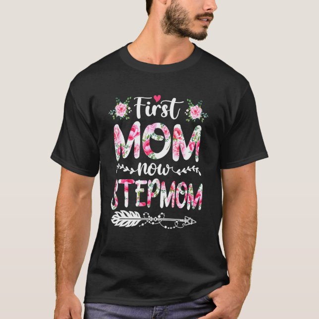 Awesome First Mum Now Stepmom Family Matching Moth T-Shirt (Front)