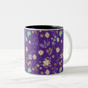 Awesome Floral Pattern Two-Tone Coffee Mug