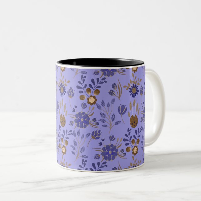 Awesome Floral Pattern Two-Tone Coffee Mug (Front Right)