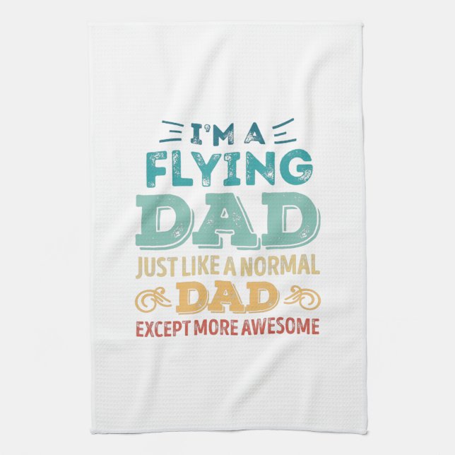 Awesome Flying Dad Fathers Day Funny Gift Tea Towel (Vertical)
